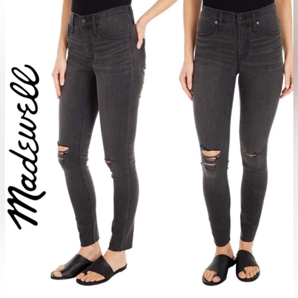 Madewell 9" High-Rise Skinny Jeans in Faded Black